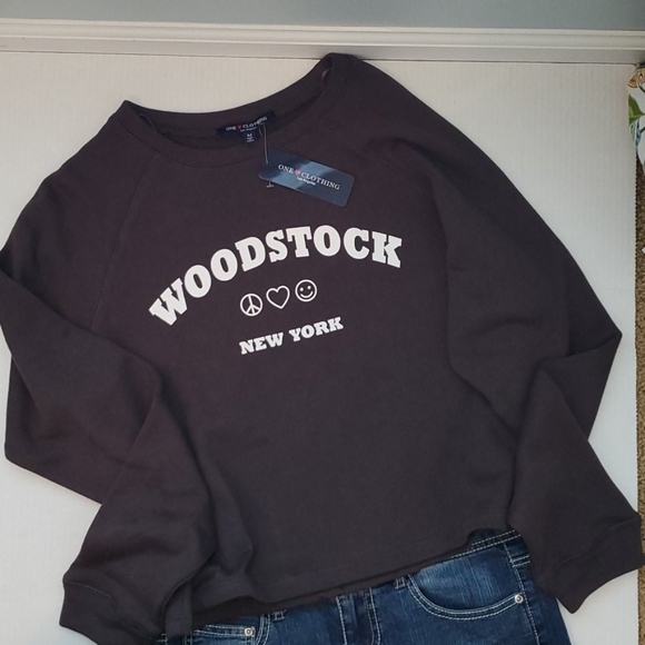 One Love Clothing NWT Cropped Woodstock Sweatshirt - Picture 5 of 5